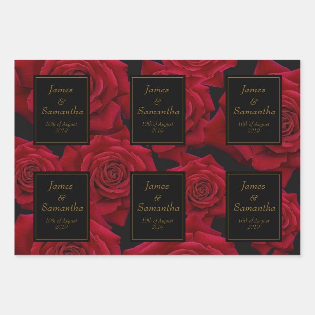 Elegant Red Rose - Wedding Wrapping Paper Sheet (Front)