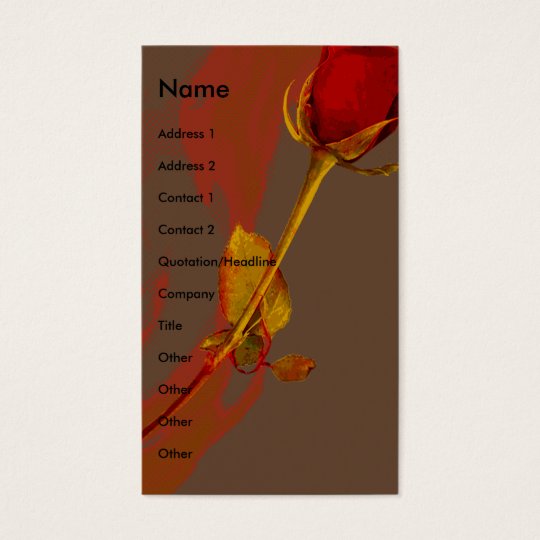 elegant red rose with a golden touch business card