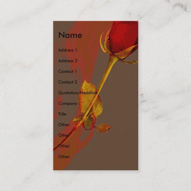 elegant red rose with a golden touch business card (Front)