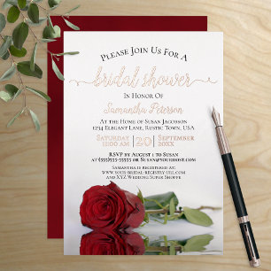 Elegant Red Rose with Rose Gold Bridal Shower