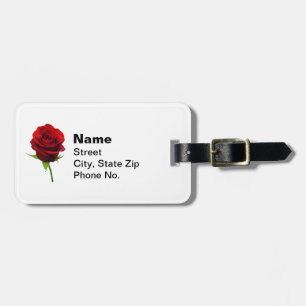 Elegant Red Rosebud Luggage Tag