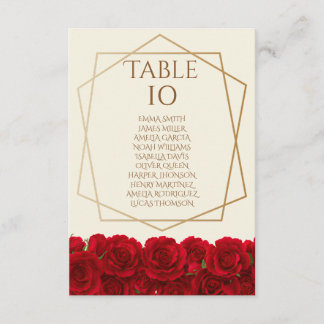 Elegant Red Roses and Gold Frame Cream Wedding Invitation