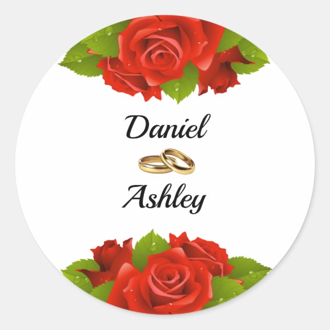 Elegant Red Roses and Ring Envelope Seals (Front)