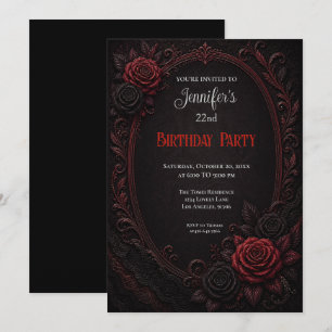 Elegant Red Roses Birthday Invitation