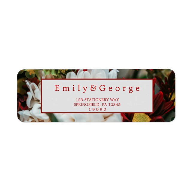 Elegant red roses blossoms Wedding Return Address (Front)