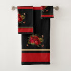 Elegant Red Roses Butterfly Gold Black