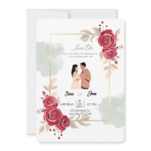 Elegant Red Roses & Couple Illustration