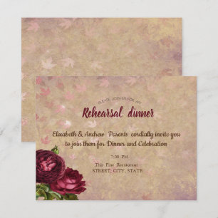Elegant Red Roses Falling Leaves  Invitation