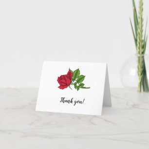 Elegant Red roses Floral Bridal Thank you card