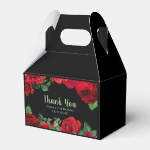 Elegant Red Roses Flowers Birthday Party Favour Box