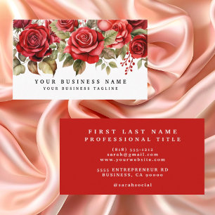 Elegant Red Roses Flowers Floral  Business Card