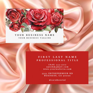 Elegant Red Roses Flowers Floral  Business Card