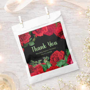 Elegant Red Roses Flowers Sweet Sixteen Favour Bags