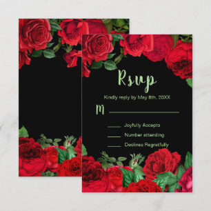 Elegant Red Roses Flowers Sweet Sixteen RSVP Card