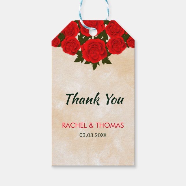 Elegant Red Roses Gift Tags (Front)