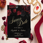 Elegant Red Roses Gothic Black Save The Date<br><div class="desc">Elegant chic white roses save the date. Beautifully save the date that can be customised with your name. Select the "customise" button to change the font style,  colour,  and size.</div>