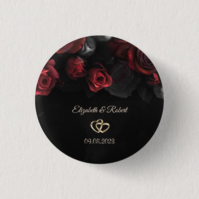 Elegant Red Roses Gothic Wedding 3 Cm Round Badge (Front)
