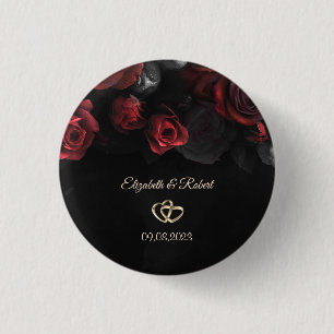 Elegant Red Roses Gothic Wedding 3 Cm Round Badge