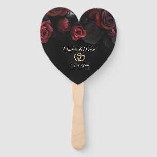 Elegant Red Roses Gothic Wedding Hand Fan