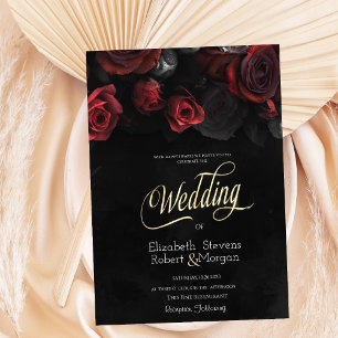 Elegant Red Roses Gothic Wedding Invitation