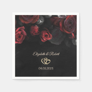 Elegant Red Roses Gothic Wedding Napkin