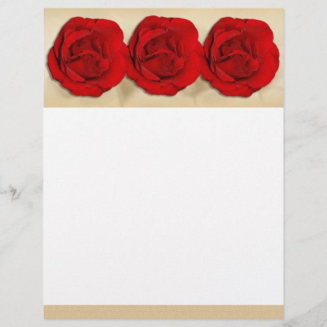 Elegant red roses letterheads - chic & classy (Front)