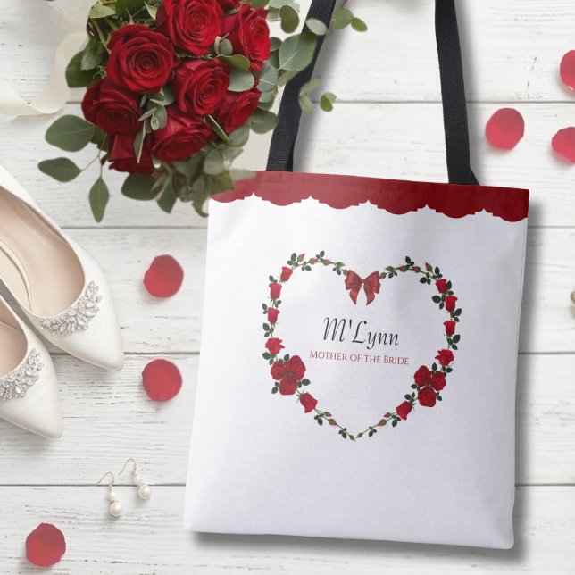 Elegant Red Roses Mother of Bride Gift Tote Bag (A sentimental and sophisticated thank-you gift for the Mother of the Bride.)
