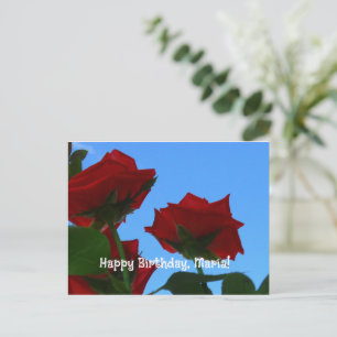 Elegant red roses photo greetings birthday card