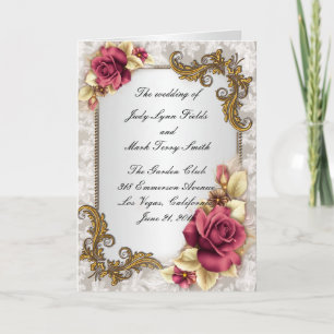 Elegant Red Roses Program Card