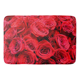 Elegant red roses red flowers red floral bath mat