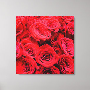 Elegant red roses red flowers red floral canvas print