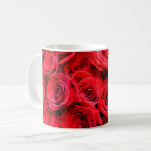 Elegant red roses red flowers red floral coffee mug