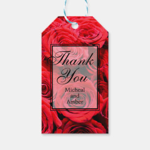 Elegant red roses red flowers red floral gift tags