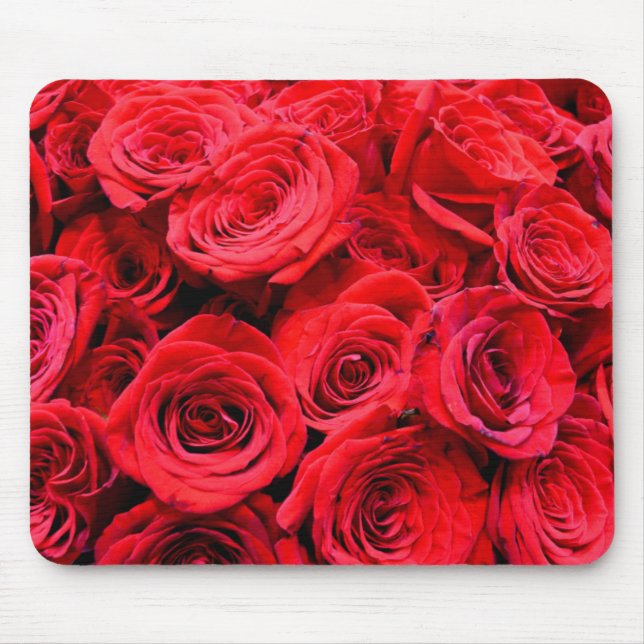 Elegant red roses red flowers red floral mouse mat (Front)