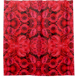 Elegant red roses red flowers red floral shower curtain