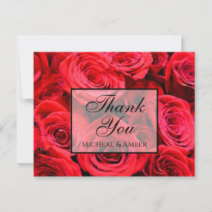 Elegant red roses red flowers red floral thank you card