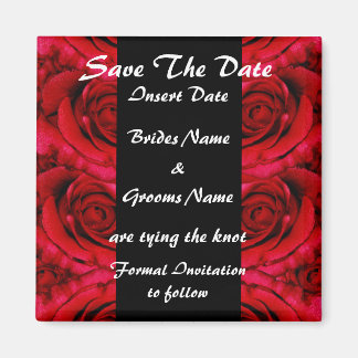 Elegant red roses save the date magnets