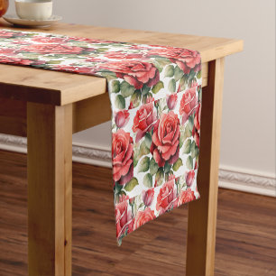 Elegant Red Roses Table Runner