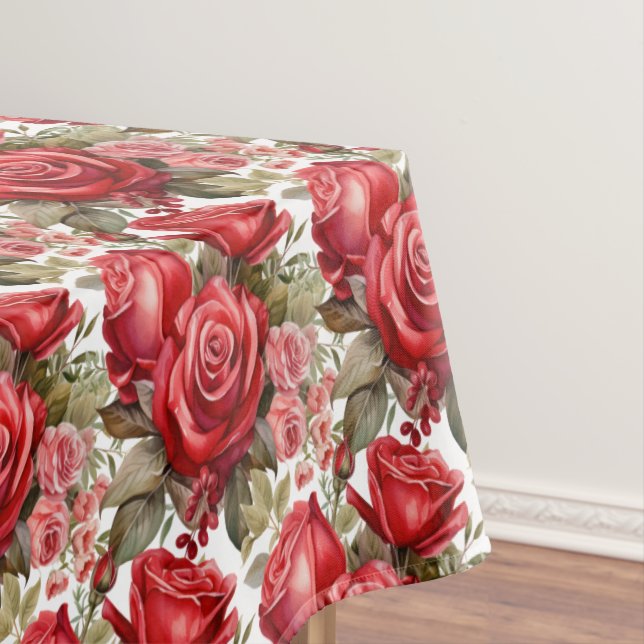 Elegant Red Roses Tablecloth (In Situ)