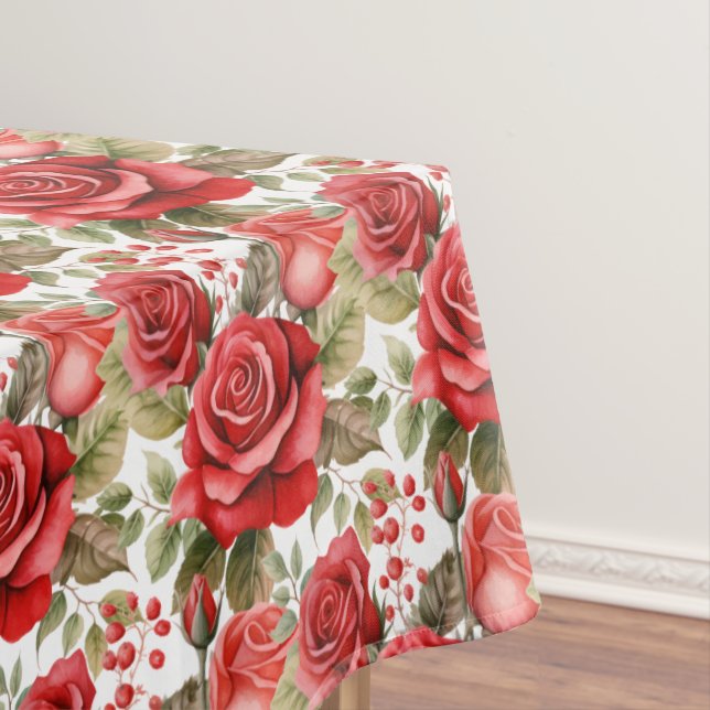 Elegant Red Roses Tablecloth (In Situ)