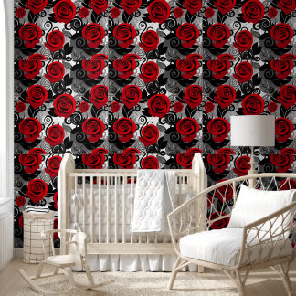 Elegant Red Roses Valentine's Day Wallpaper with B