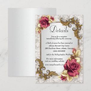 Elegant Red Roses Wedding Details Enclosure Card