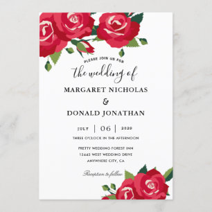 Elegant Red Roses Wedding Invitation