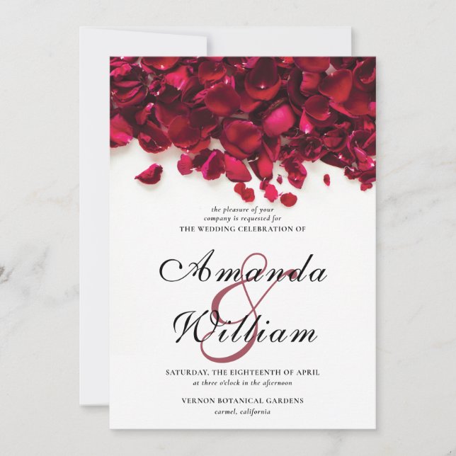 Elegant Red Roses Wedding Invitation (Front)