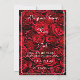 Elegant Red Roses Wedding Invitation Bold Floral