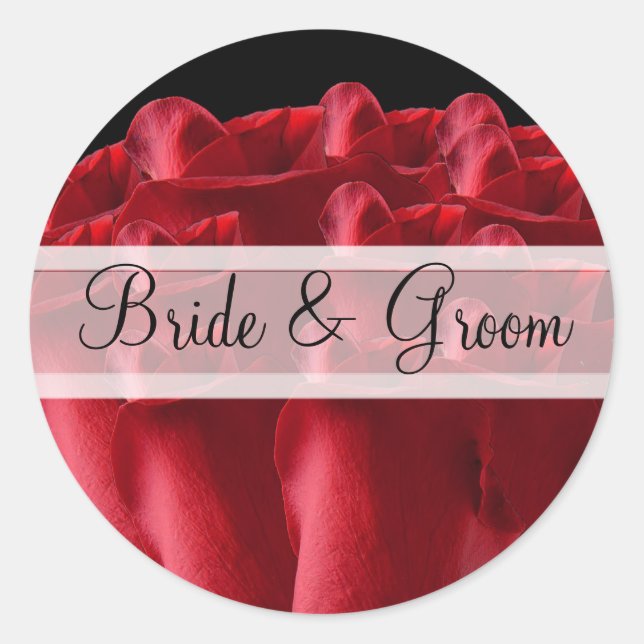 Elegant Red Roses Wedding Stickers (Front)