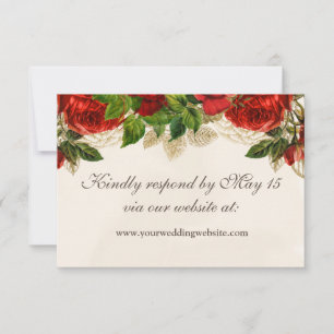 Elegant Red Roses Wedding Website RSVP Card