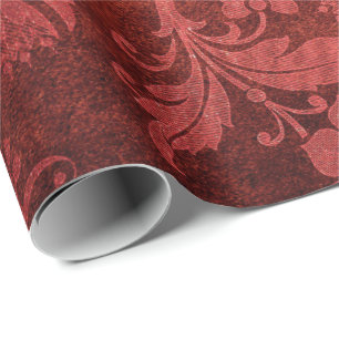 Elegant red royal damask floral pattern wrapping paper