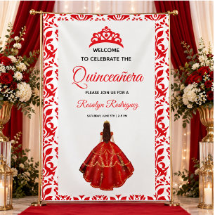 Elegant Red Royal Quinceañera Banner