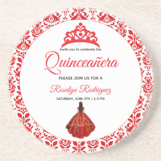 Elegant Red Royal Quinceañera Coaster